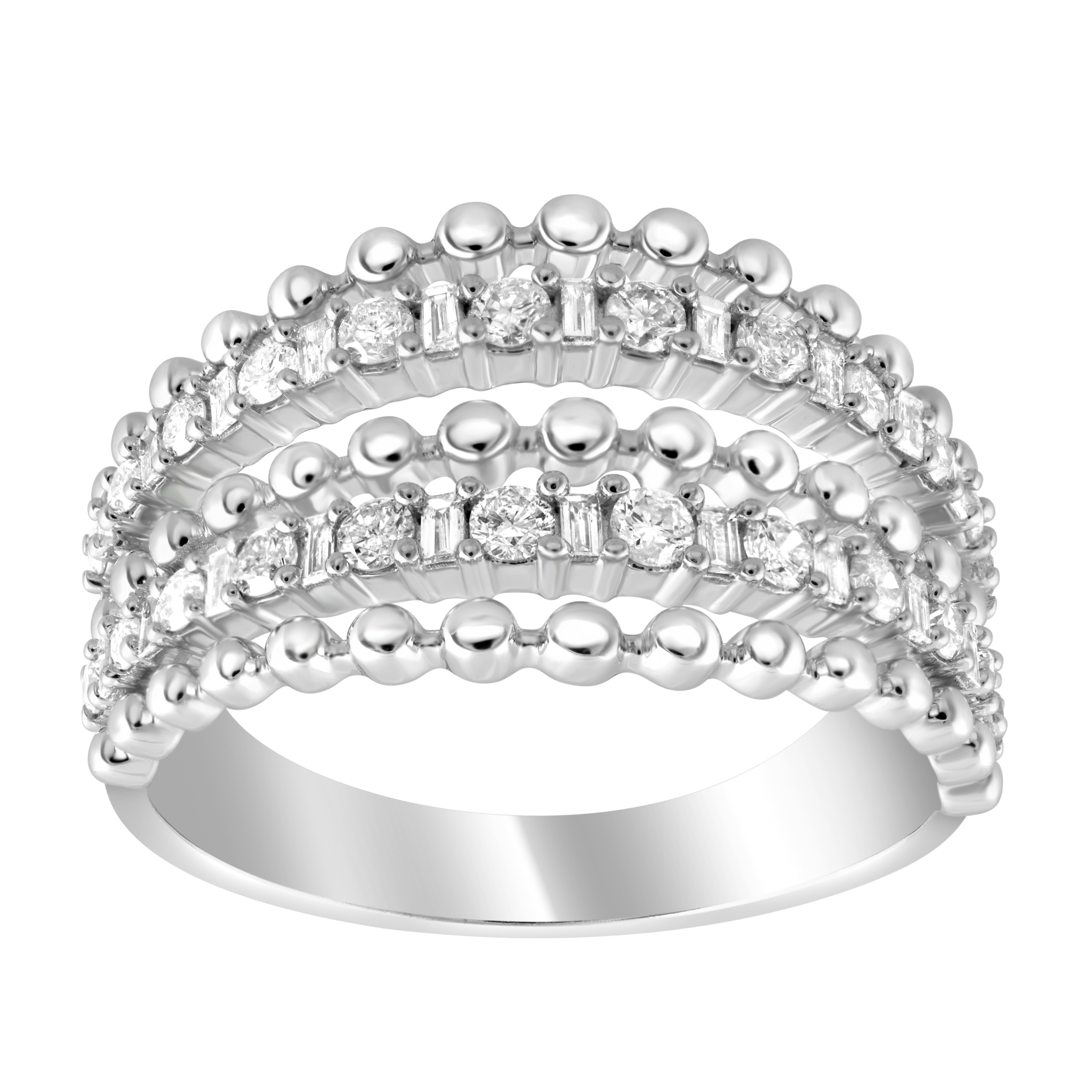 LADIES RING 0.50CT ROUND/BAGUETTE DIAMOND 14K WHITE GOLD 1 LADIES RING 0.50CT ROUND/BAGUETTE DIAMOND 14K WHITE GOLD - Image 1