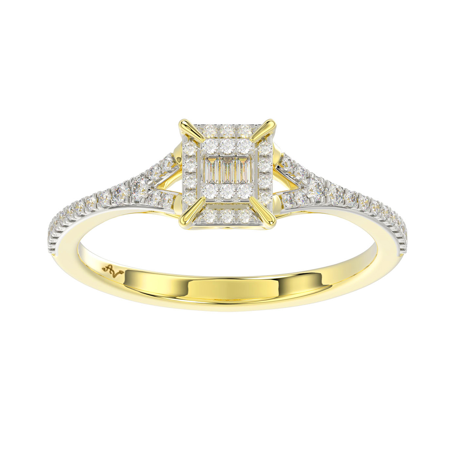 LADIES RING 0.20CT ROUND/BAGUETTE DIAMOND 14K YELLOW GOLD 1 LADIES RING 0.20CT ROUND/BAGUETTE DIAMOND 14K YELLOW GOLD - Image 1