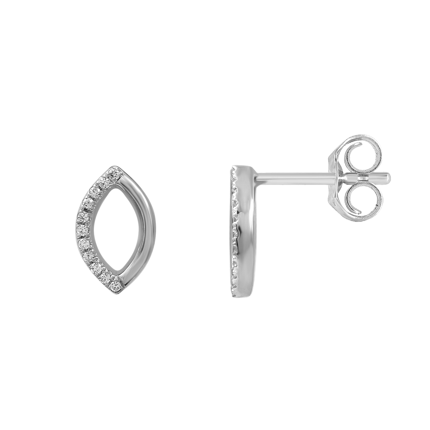 LADIES EARRINGS 0.05CT ROUND DIAMOND 14K WHITE GOLD 1 LADIES EARRINGS 0.05CT ROUND DIAMOND 14K WHITE GOLD - Image 1