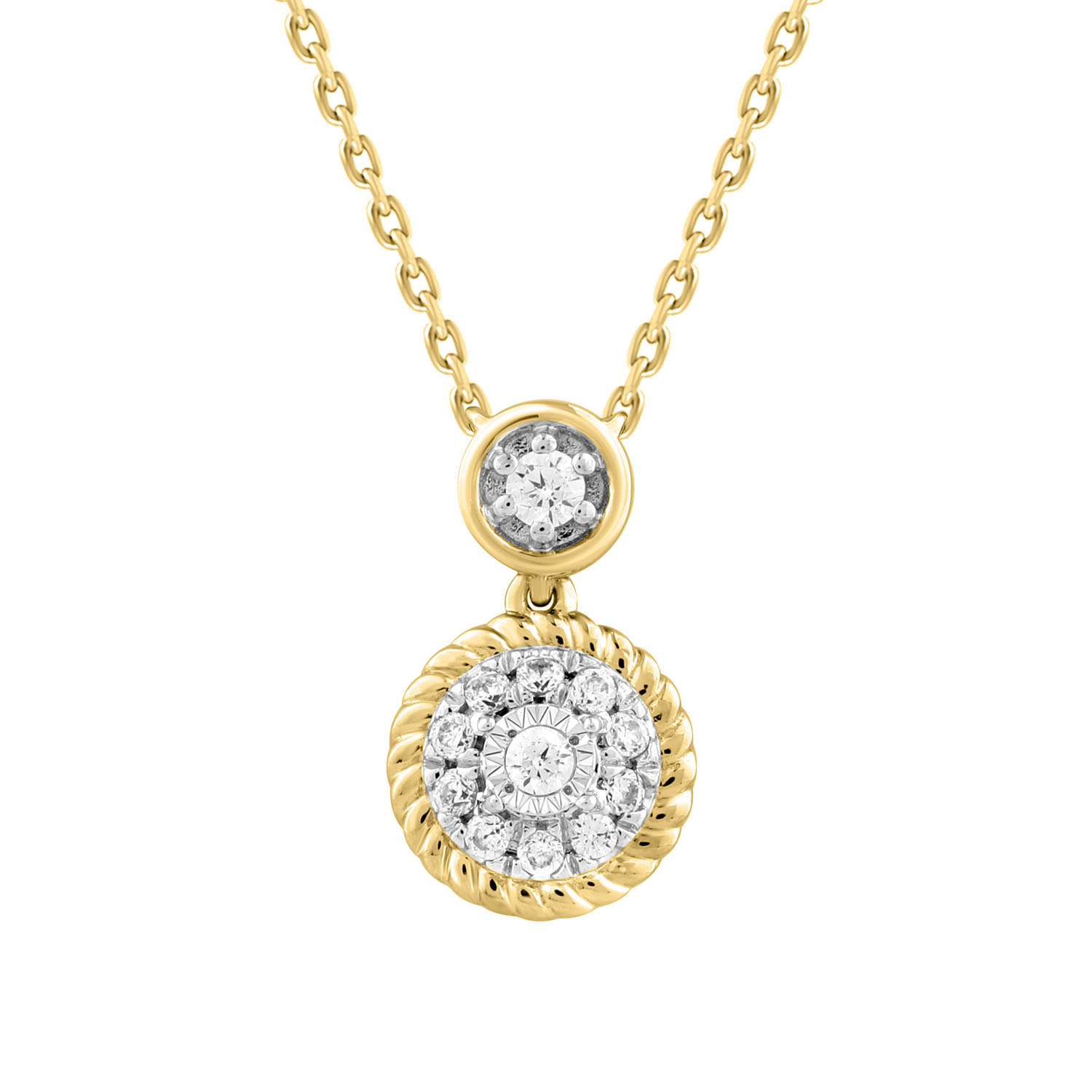 LADIES NECKLACE 0.13CT ROUND DIAMOND 14K YELLOW GOLD 1 LADIES NECKLACE 0.13CT ROUND DIAMOND 14K YELLOW GOLD - Image 1