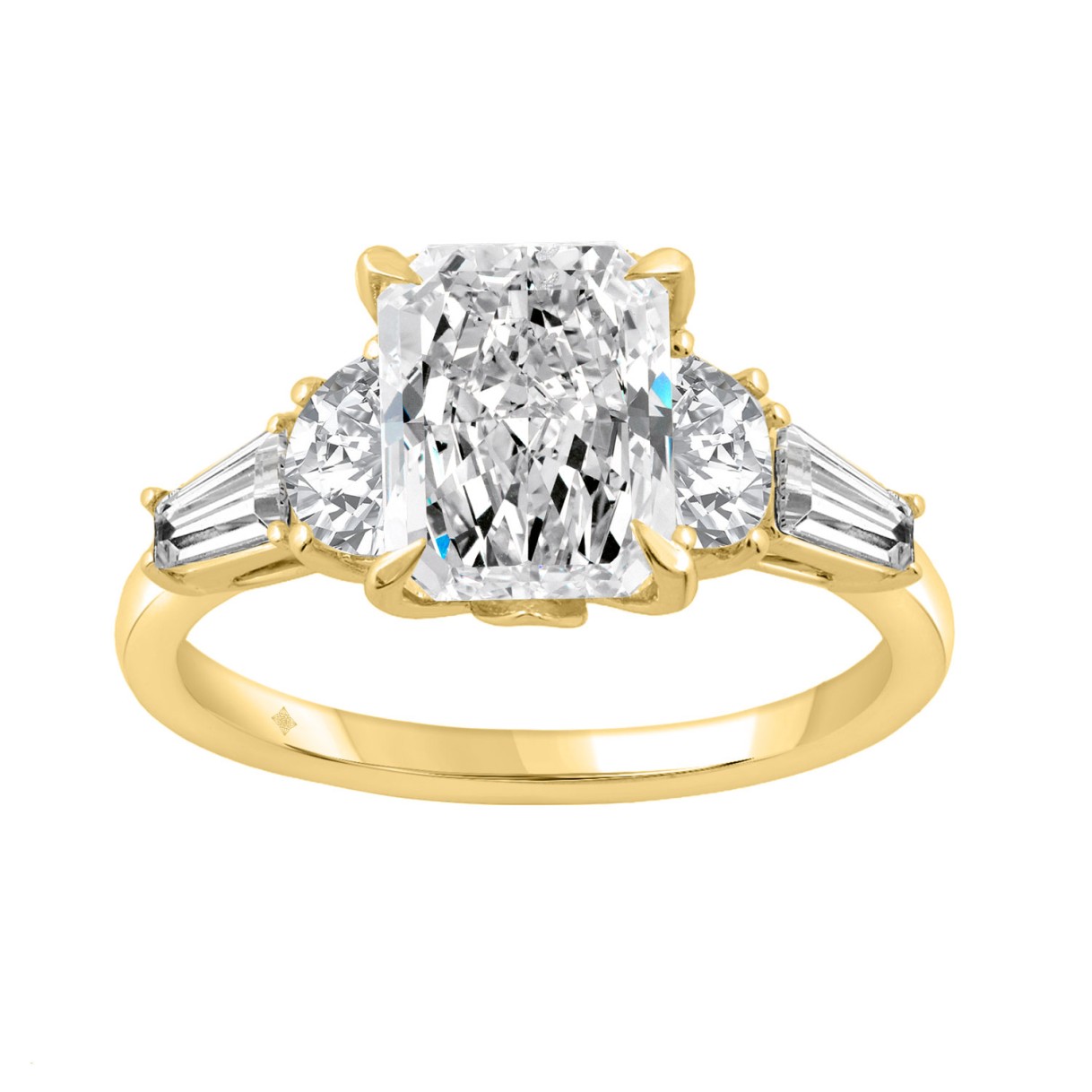 14K YELLOW GOLD 4.00CT RADIANT/HALF MOON/TAPER BAGUETTE DIAMOND LADIES RING 1 14K YELLOW GOLD 4.00CT RADIANT/HALF MOON/TAPER BAGUETTE DIAMOND LADIES RING - Image 1
