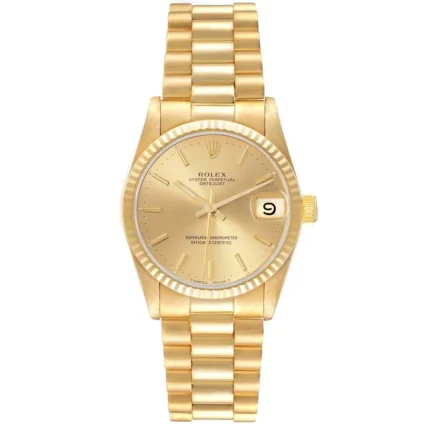 Rolex Datejust Champagne Dial on AM Presi 18K Bracelet Ref 68278