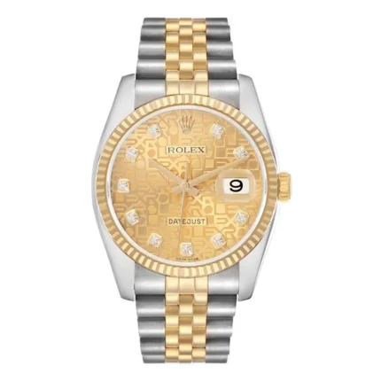Rolex Datejust Champagne Anniversary Diamond Dial Dial on D-Link Jubilee Bracelet Ref 16233G