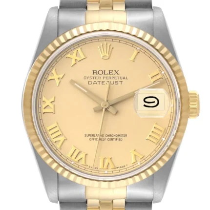 Rolex Datejust Champagne Roman Dial on D-Link Jubilee Ref 16233 with Papers 1997