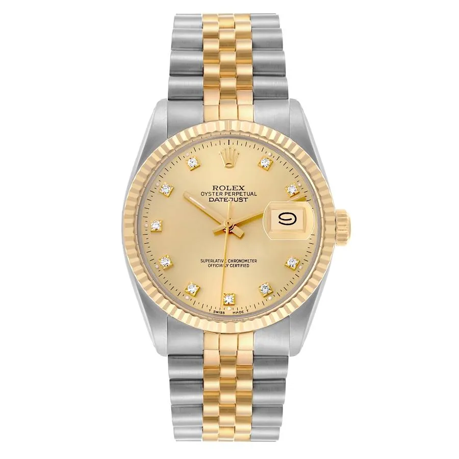 Rolex Datejust Champagne Diamond Factory Dial on D-Link Jubilee Ref 16013G 1 Rolex Datejust Champagne Diamond Factory Dial on D-Link Jubilee Ref 16013G - Image 1