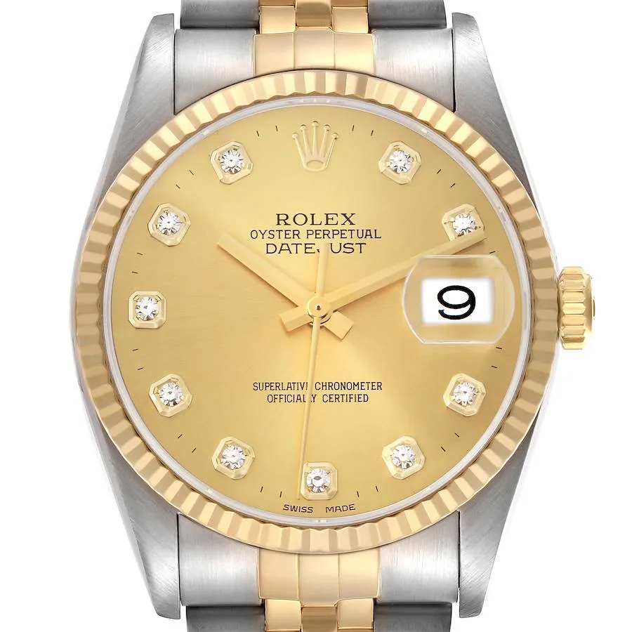 Rolex Datejust Champagne Diamond Dial on Jubilee Ref 16233 1 Rolex Datejust Champagne Diamond Dial on Jubilee Ref 16233 - Image 1