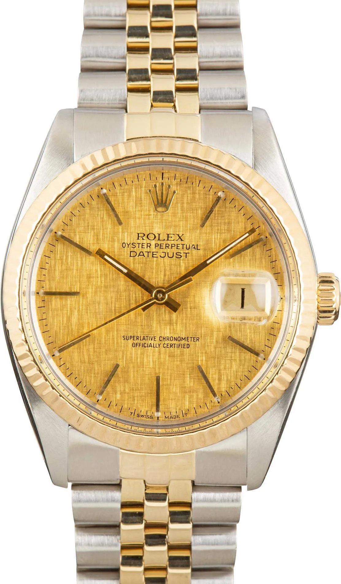 Rolex Datejust Champagne Linen Dial on D-Link Jubilee Ref 16013 1 Rolex Datejust Champagne Linen Dial on D-Link Jubilee Ref 16013 - Image 1