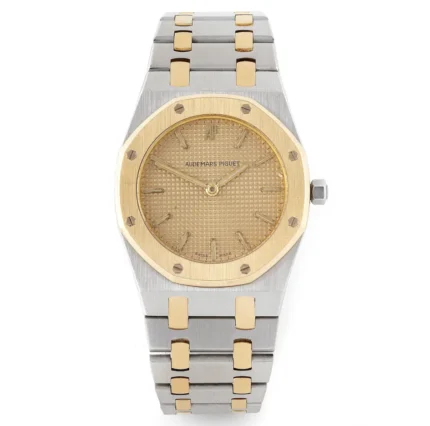 Audemars Piguet Royal Oak Champagne Tapisserie Dial on 2-Tone Bracelet Ref 56303SA with Service Card