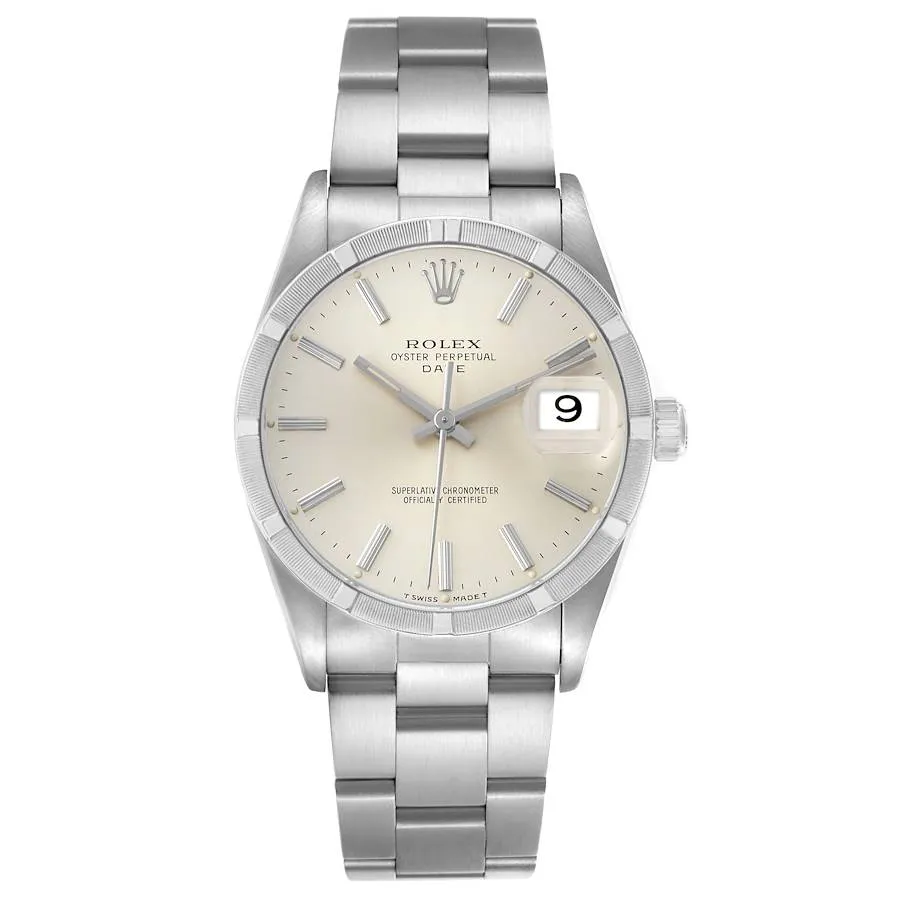 Rolex Oyster Perpetual Date Silver Stick Dial on Oyster Ref 15210 1 Rolex Oyster Perpetual Date Silver Stick Dial on Oyster Ref 15210 - Image 1