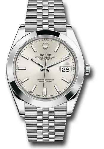 Rolex Datejust 41 Silver Index Dial on Jubilee Ref 126300 with New Style Card (green) 2021