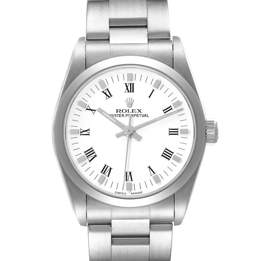 Rolex Oyster Perpetual White Roman Dial on Oyster Ref 67480 1 Rolex Oyster Perpetual White Roman Dial on Oyster Ref 67480 - Image 1