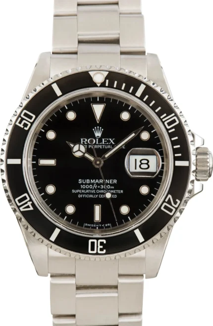 Rolex Submariner Black Dial on Oyster Ref 16610 with Papers 2001