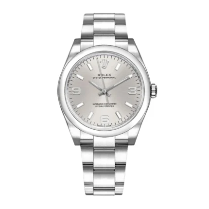 Rolex Oyster Perpetual Silver Stick 369 Dial on Oyster Ref 114200 with Card (Old Green) 2010