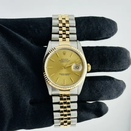 Rolex Datejust Champagne Stick Dial on D-Link Jubilee Ref 16233 with Papers 1991