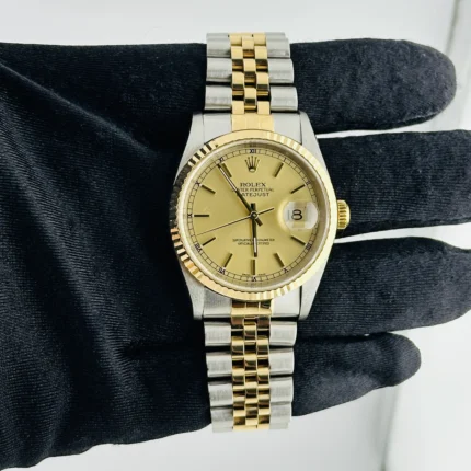 Rolex Datejust Champagne Stick Dial on D-Link Jubilee Ref 16233