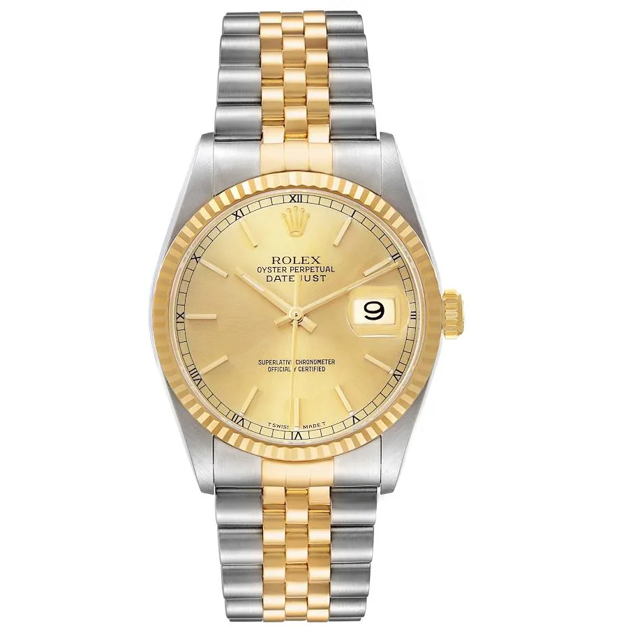 Rolex Datejust Champagne Stick Dial on D-Link Jubilee Ref 16233 1 Rolex Datejust Champagne Stick Dial on D-Link Jubilee Ref 16233 - Image 1