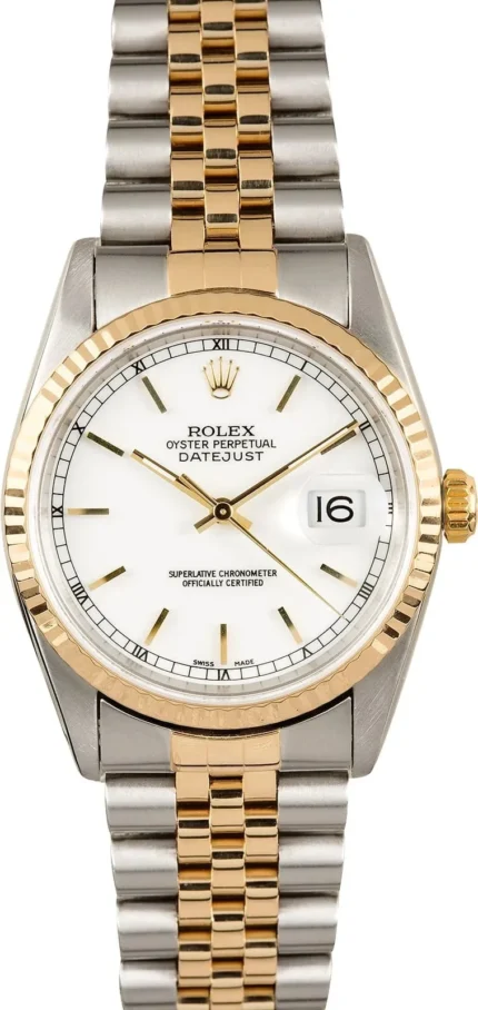 Rolex Datejust White Stick Dial on Oyster Ref 16233 with Papers 2004