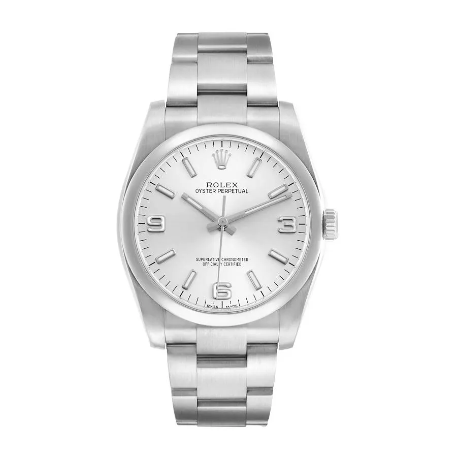 Rolex Oyster Perpetual Silver Dial on Oyster Ref 116000 with Card (Old Green) 2013 1 Rolex Oyster Perpetual Silver Dial on Oyster Ref 116000 with Card (Old Green) 2013 - Image 1