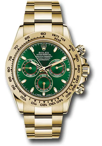 Rolex Daytona Green Stick Dial on Oyster Ref 116508 with New Style Card (White) 2018