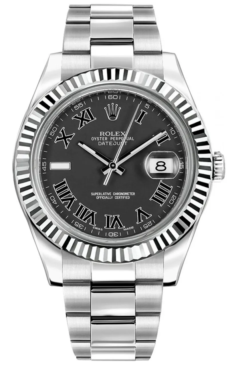 Rolex Datejust II Black Roman Dial on Oyster Ref 116334 with Card (Old Green) 2012 1 Rolex Datejust II Black Roman Dial on Oyster Ref 116334 with Card (Old Green) 2012 - Image 1