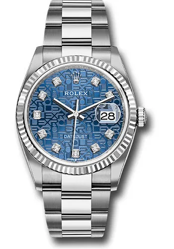 Rolex Datejust Blue Jubilee Diamond Dial on Oyster Ref 126234 with New Style Card (green) 2021