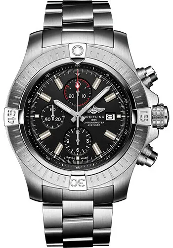 Breitling Super Avenger Chronograph B&P Black Dial on Bracelet Ref A13375101B1A1 with Card 2023
