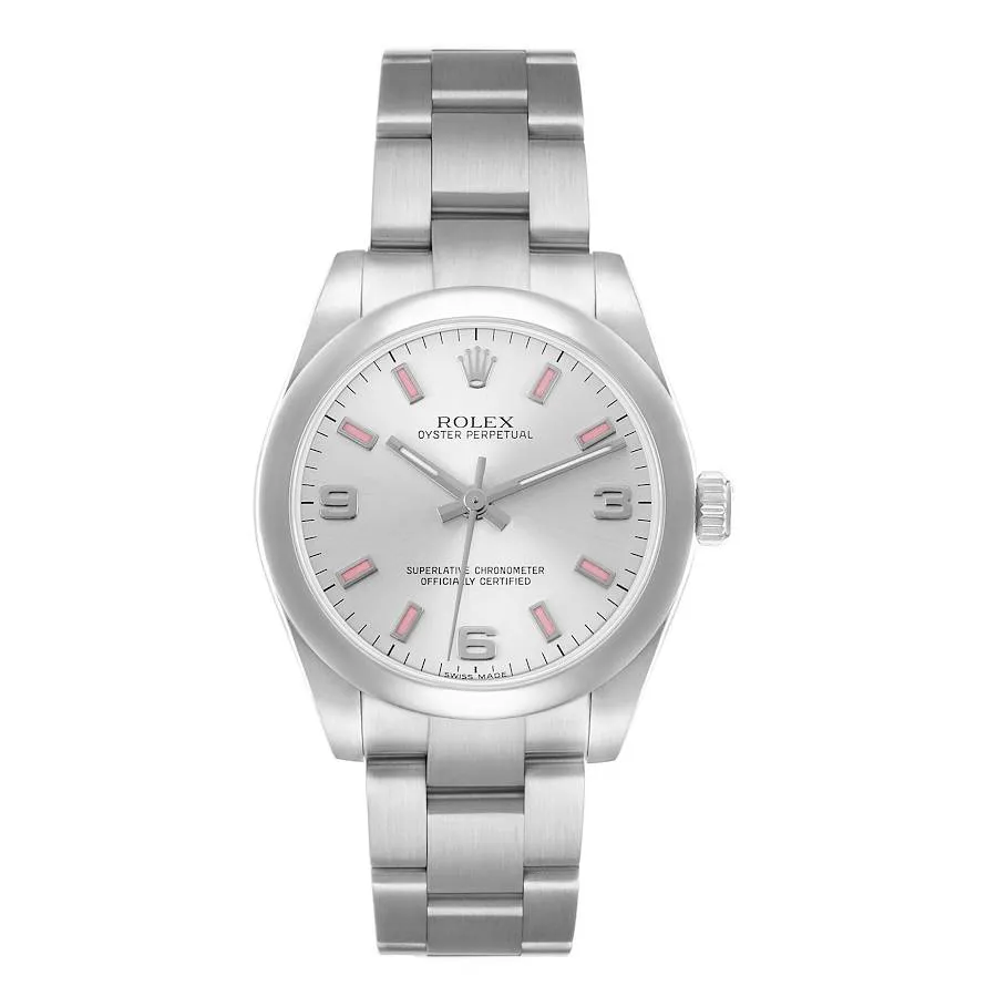 Rolex Oyster Perpetual Silver / Pink markers Dial on Oyster Ref 177200 with New Style Card (White) 2015 1 Rolex Oyster Perpetual Silver / Pink markers Dial on Oyster Ref 177200 with New Style Card (White) 2015 - Image 1