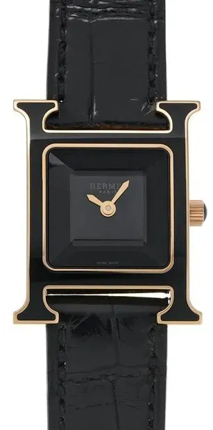 Hermes H Black Dial on Leather Ref HH1.270B with Papers