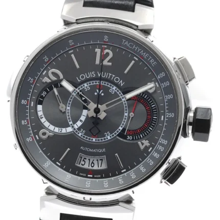 Louis Vuitton Tambour Voyage Slate Grey Dial on Leather Strap Ref Q102N with Papers 2011