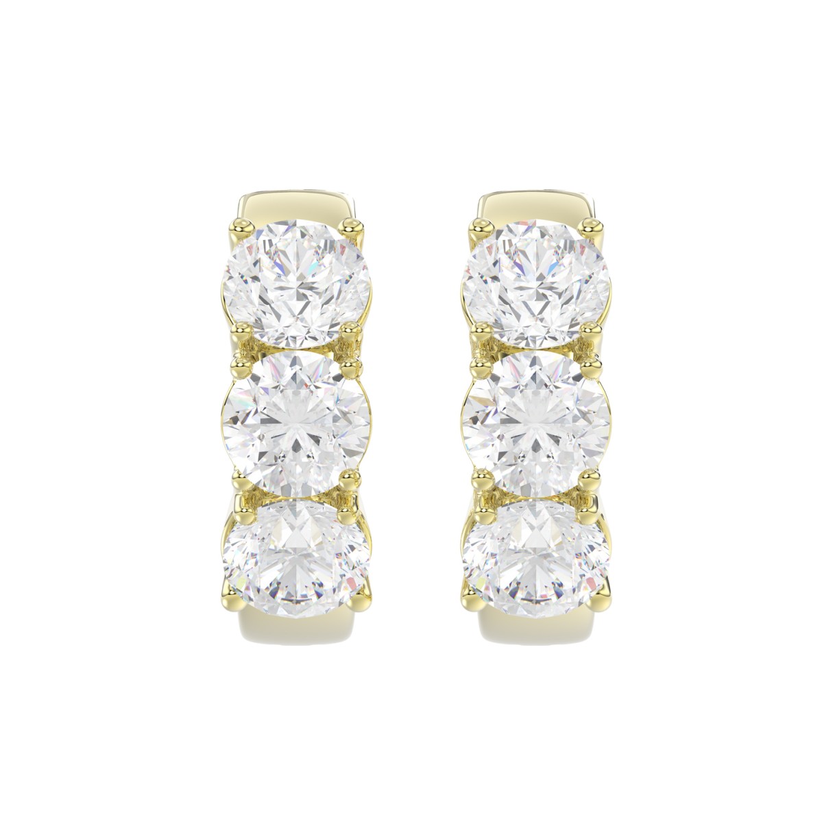 14K YELLOW GOLD 3.00CT ROUND DIAMOND HOOP EARRINGS 1 14K YELLOW GOLD 3.00CT ROUND DIAMOND HOOP EARRINGS - Image 1