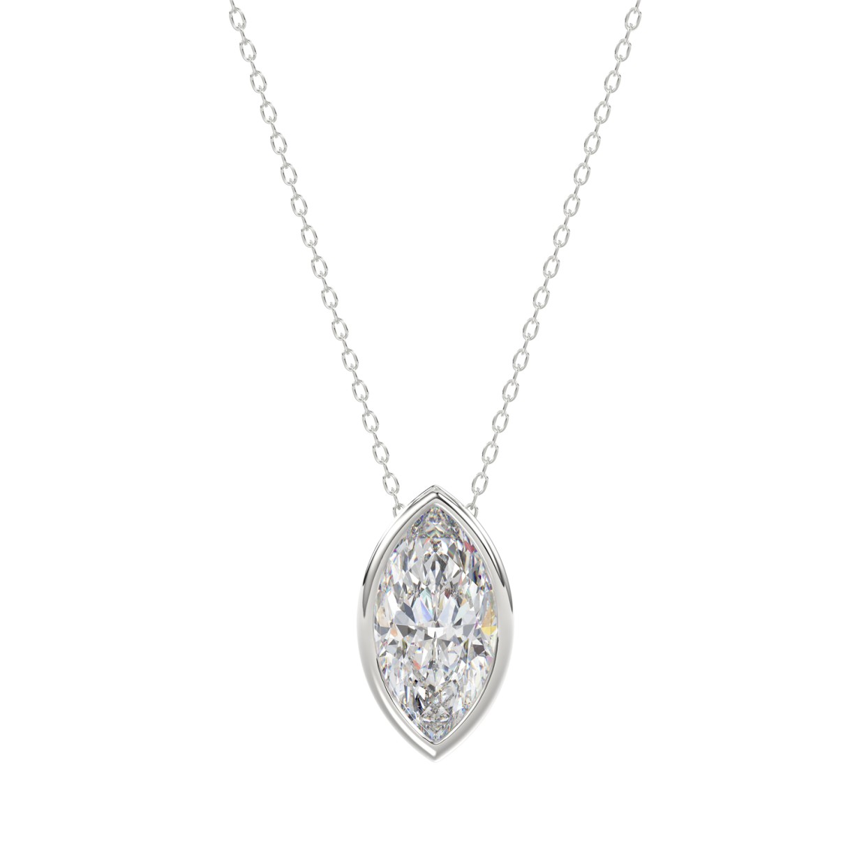 LADIES SOLITAIRE PENDANT 2CT MARQUISE DIAMOND 14K WHITE GOLD 1 LADIES SOLITAIRE PENDANT 2CT MARQUISE DIAMOND 14K WHITE GOLD - Image 1