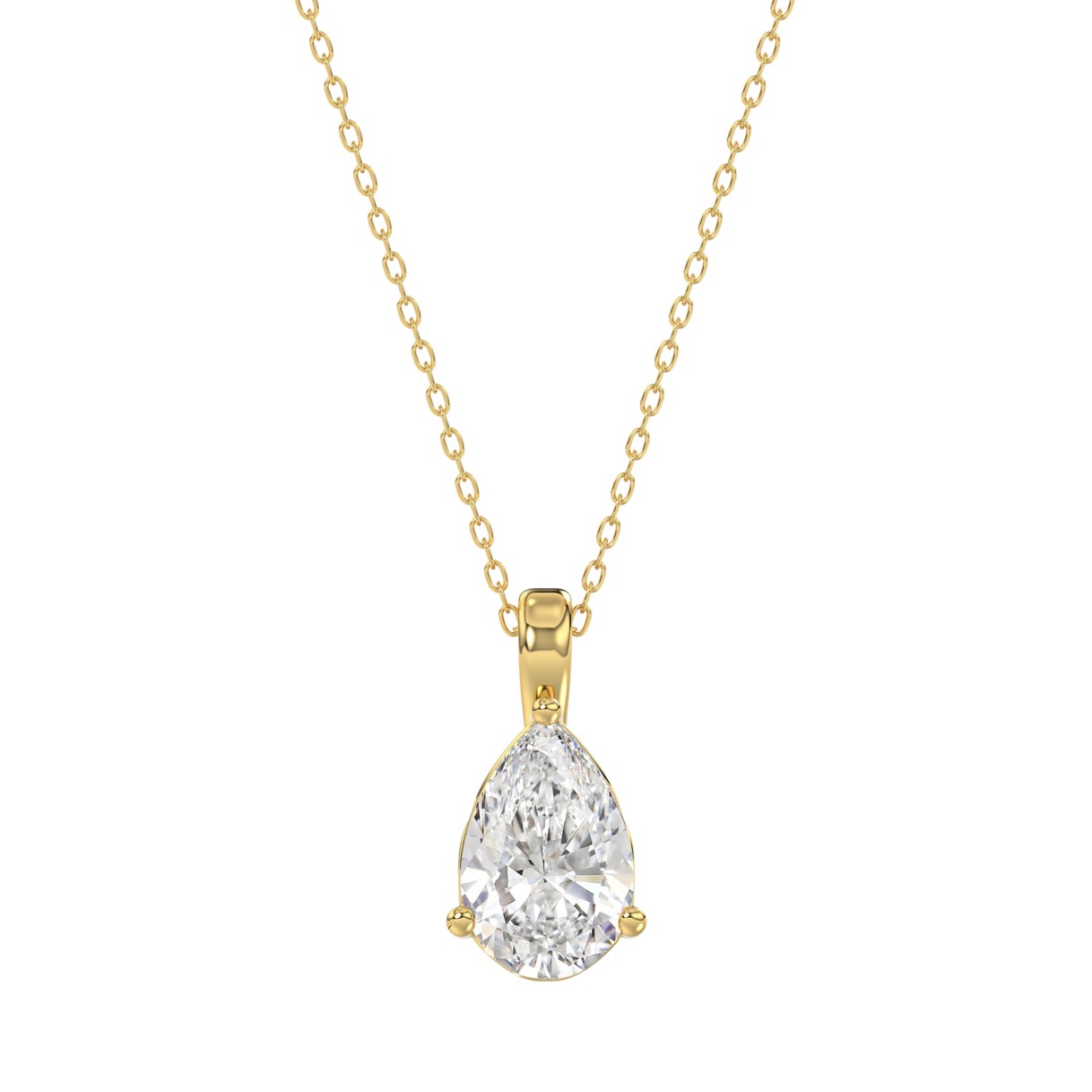 LADIES SOLITAIRE PENDANT WITH CHAIN 1 1/2CT PEAR DIAMOND 14K YELLOW GOLD 1 LADIES SOLITAIRE PENDANT WITH CHAIN 1 1/2CT PEAR DIAMOND 14K YELLOW GOLD - Image 1