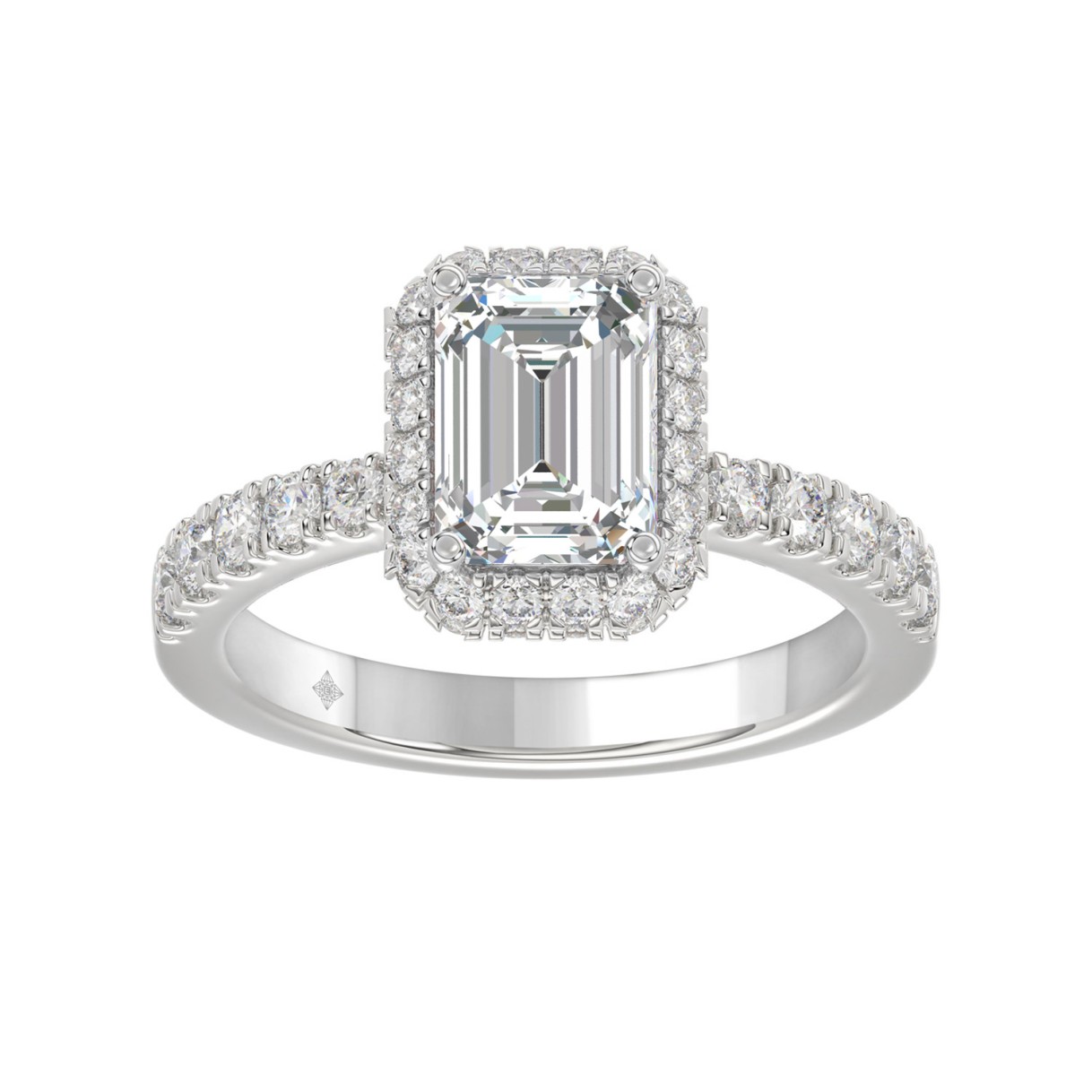 14K WHITE GOLD 4.00CT ROUND/EMERALD DIAMOND LADIES RING (CENTER STONE EMERALD DIAMOND 3.00CT) 1 14K WHITE GOLD 4.00CT ROUND/EMERALD DIAMOND LADIES RING (CENTER STONE EMERALD DIAMOND 3.00CT) - Image 1