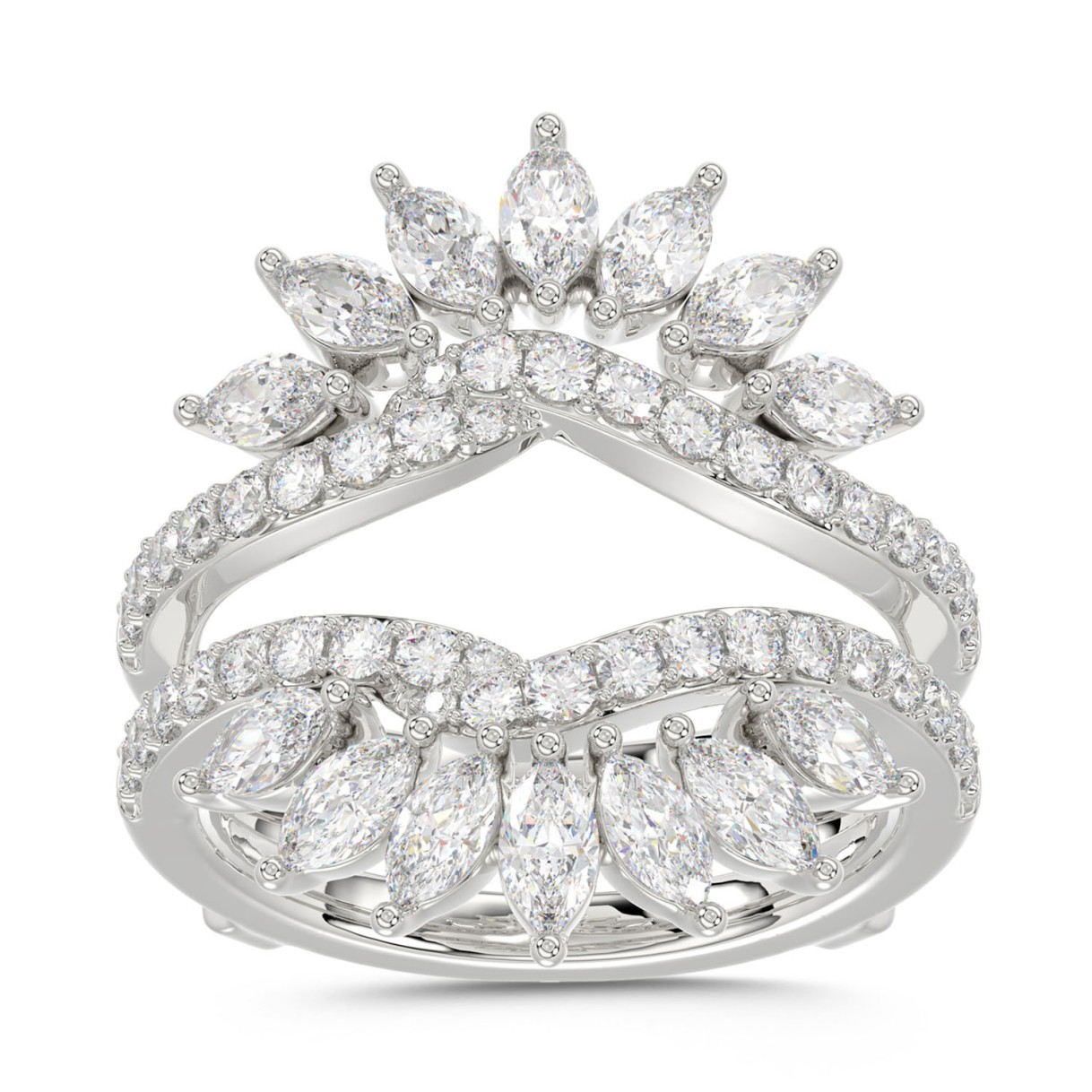 14K WHITE GOLD 2CT ROUND/MARQUISE DIAMOND LADIES WRAP RING 1 14K WHITE GOLD 2CT ROUND/MARQUISE DIAMOND LADIES WRAP RING - Image 1