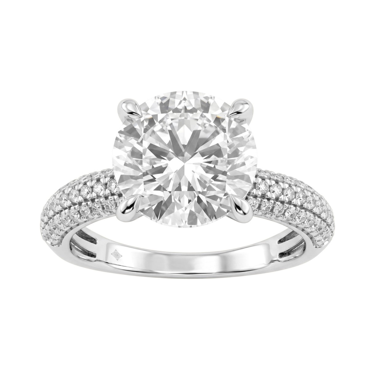 4 1/3Ct Round Brilliant Diamond Ring In 14K White Gold Elegant Ladies Engagement Ring 4Ct Round Center Stone (Color F-G -Clarity Vs1/Vs2) 1 4 1/3Ct Round Brilliant Diamond Ring In 14K White Gold Elegant Ladies Engagement Ring 4Ct Round Center Stone (Color F-G -Clarity Vs1/Vs2) - Image 1