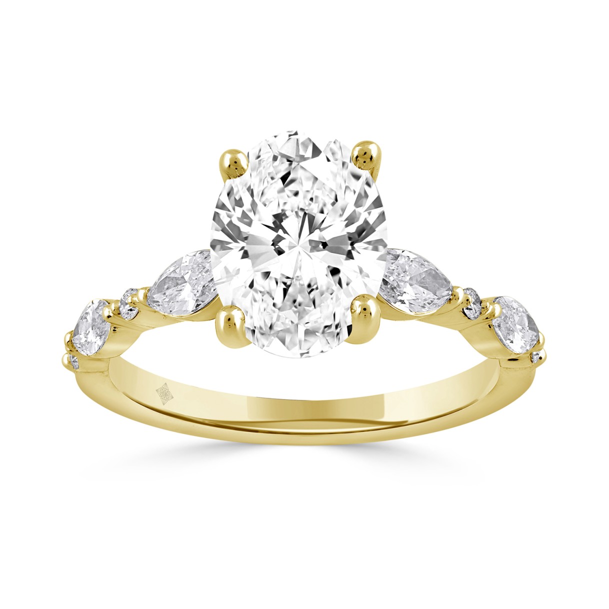 14K YELLOW GOLD 2 1/2CT ROUND/OVAL/MARQUISE DIAMOND LADIES RING (CENTER STONE OVAL DIAMOND 2CT) 1 14K YELLOW GOLD 2 1/2CT ROUND/OVAL/MARQUISE DIAMOND LADIES RING (CENTER STONE OVAL DIAMOND 2CT) - Image 1