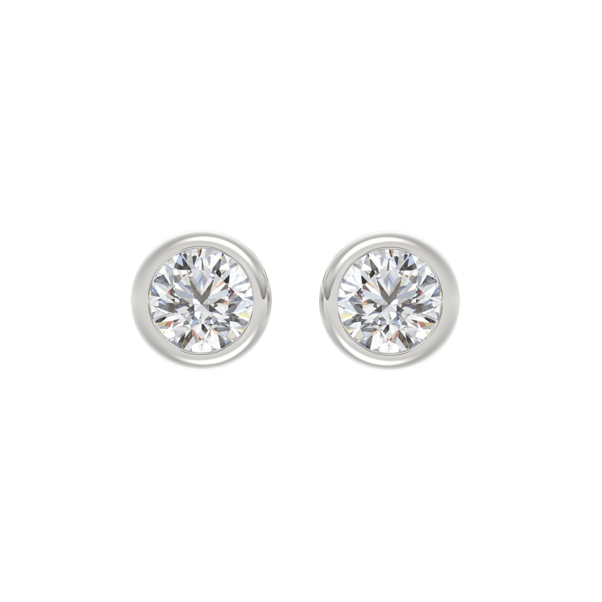 LADIES SOLITAIRE EARRINGS 3CT ROUND DIAMOND 14K WHITE GOLD 1 LADIES SOLITAIRE EARRINGS 3CT ROUND DIAMOND 14K WHITE GOLD - Image 1