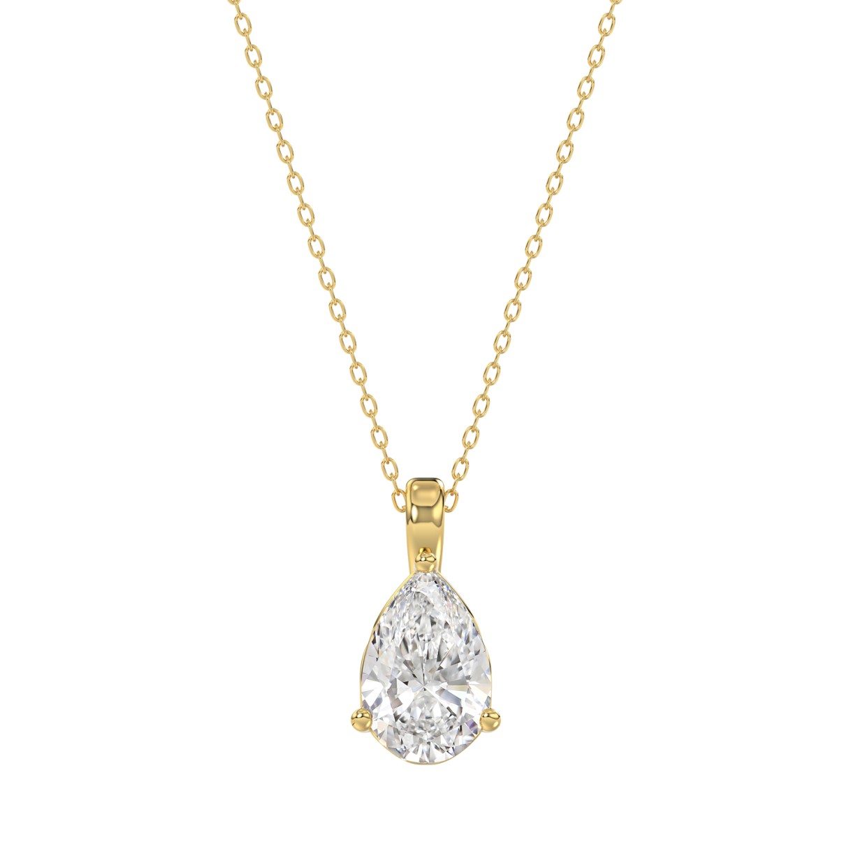 LADIES SOLITAIRE PENDANT WITH CHAIN 1CT PEAR DIAMOND 14K YELLOW GOLD 1 LADIES SOLITAIRE PENDANT WITH CHAIN 1CT PEAR DIAMOND 14K YELLOW GOLD - Image 1