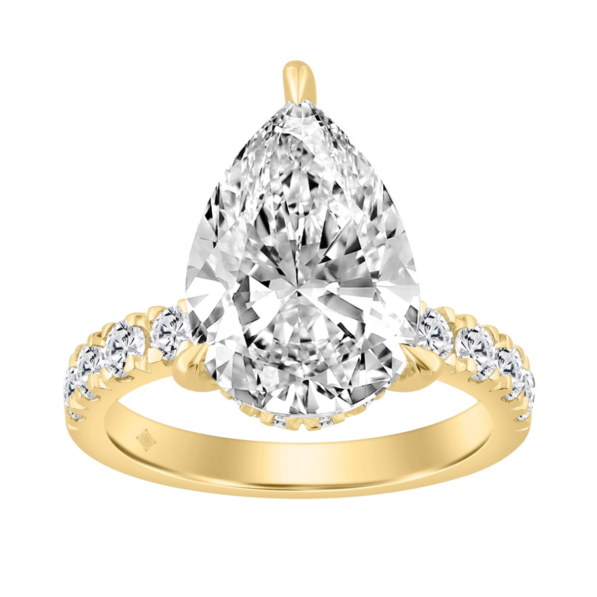 14K YELLOW GOLD 6.00CT ROUND/PEAR DIAMOND LADIES RING (CENTER STONE PEAR DIAMOND 5CT) 1 14K YELLOW GOLD 6.00CT ROUND/PEAR DIAMOND LADIES RING (CENTER STONE PEAR DIAMOND 5CT) - Image 1