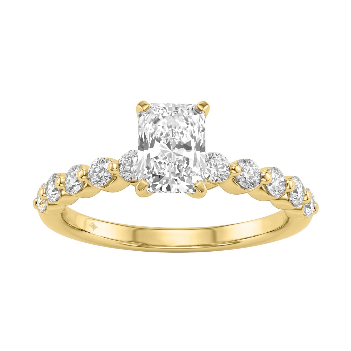 14K Yellow Gold 1 1/2Ct Round & Radiant Lab-Grown Diamond Engagement Ring For Women 1Ct Radiant Center Stone (Color F-G -Clarity Vs1/Vs2) 1 14K Yellow Gold 1 1/2Ct Round & Radiant Lab-Grown Diamond Engagement Ring For Women 1Ct Radiant Center Stone (Color F-G -Clarity Vs1/Vs2) - Image 1