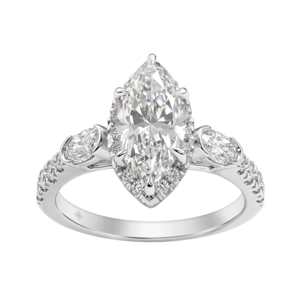 Luxury 14K White Gold 3.00 Ct Marquise, Oval And Round Diamond Halo Bridal Engagement Ring For Women 2Ct Marquise Center Stone (Color F-G -Clarity Vs1 1 Luxury 14K White Gold 3.00 Ct Marquise, Oval And Round Diamond Halo Bridal Engagement Ring For Women 2Ct Marquise Center Stone (Color F-G -Clarity Vs1 - Image 1