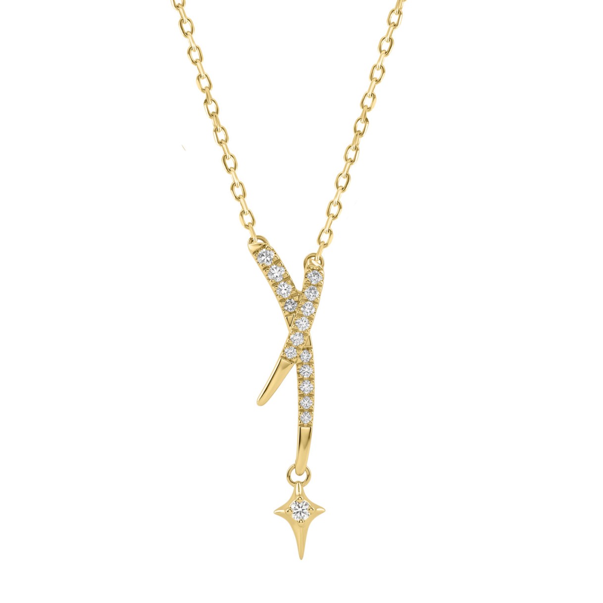10K Yellow Gold Lab-Grown Diamond Star Charm Necklace 1/10Ct Round Dangle Necklace For Women (Color F-G -Clarity Vs1/Vs2) 1 10K Yellow Gold Lab-Grown Diamond Star Charm Necklace 1/10Ct Round Dangle Necklace For Women (Color F-G -Clarity Vs1/Vs2) - Image 1