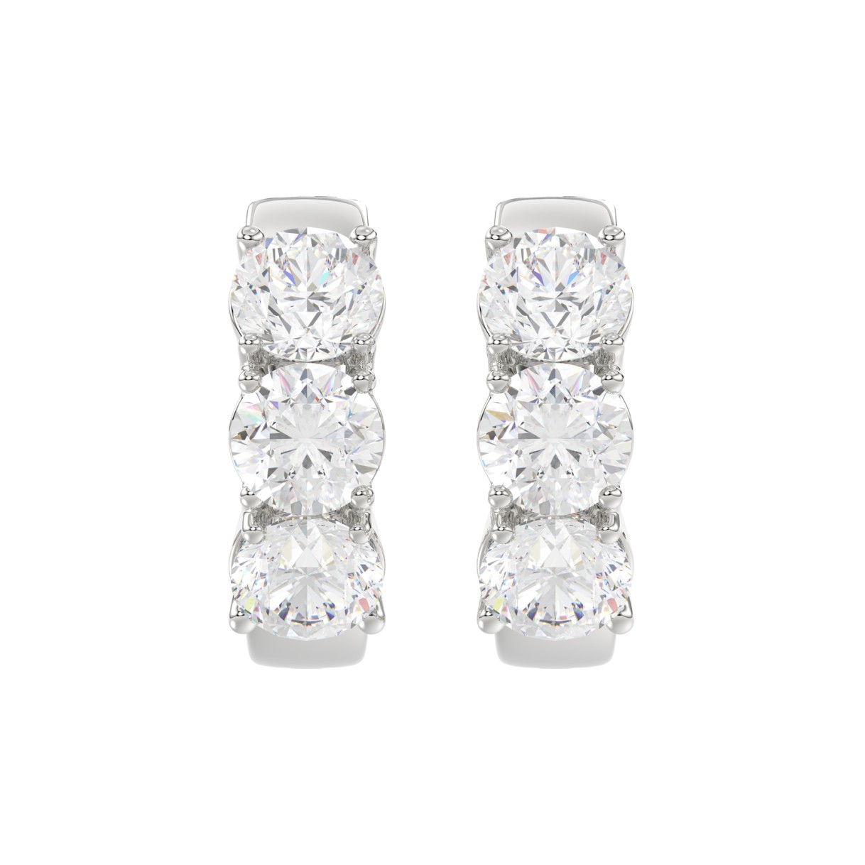 14K WHITE GOLD 3.00CT ROUND DIAMOND LADIES HOOP EARRINGS 1 14K WHITE GOLD 3.00CT ROUND DIAMOND LADIES HOOP EARRINGS - Image 1