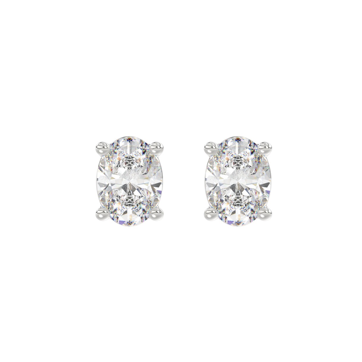LADIES SOLITAIRE EARRINGS 3CT OVAL DIAMOND 14K WHITE GOLD (CENTER STONE OVAL DIAMOND 1 1/2CT ) 1 LADIES SOLITAIRE EARRINGS 3CT OVAL DIAMOND 14K WHITE GOLD (CENTER STONE OVAL DIAMOND 1 1/2CT ) - Image 1