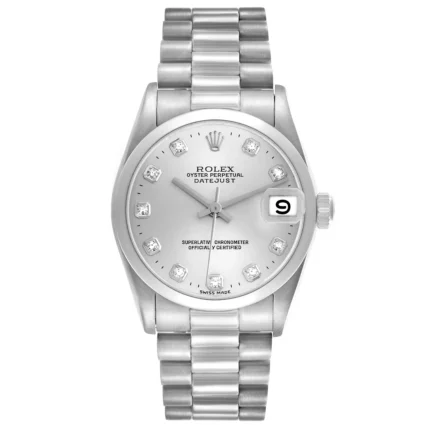 Rolex Datejust Silver Diamond Dial on President Ref 68246 with Papers 1991