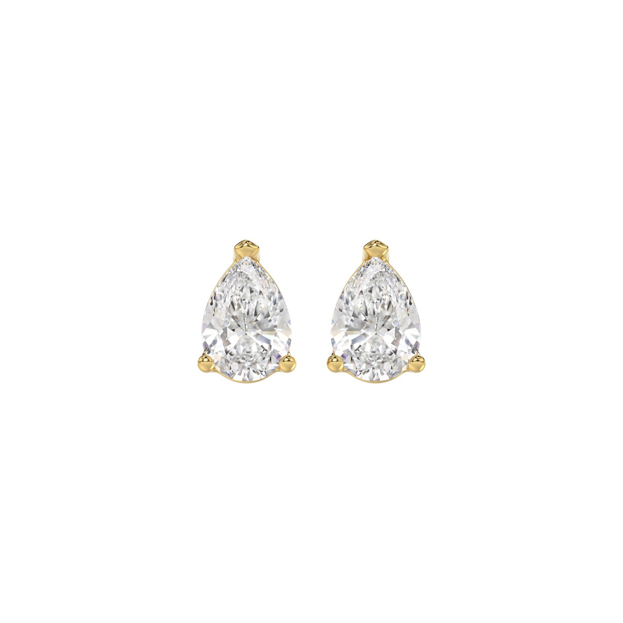 LADIES SOLITAIRE EARRINGS 1CT PEAR DIAMOND 14K YELLOW GOLD 1 LADIES SOLITAIRE EARRINGS 1CT PEAR DIAMOND 14K YELLOW GOLD - Image 1