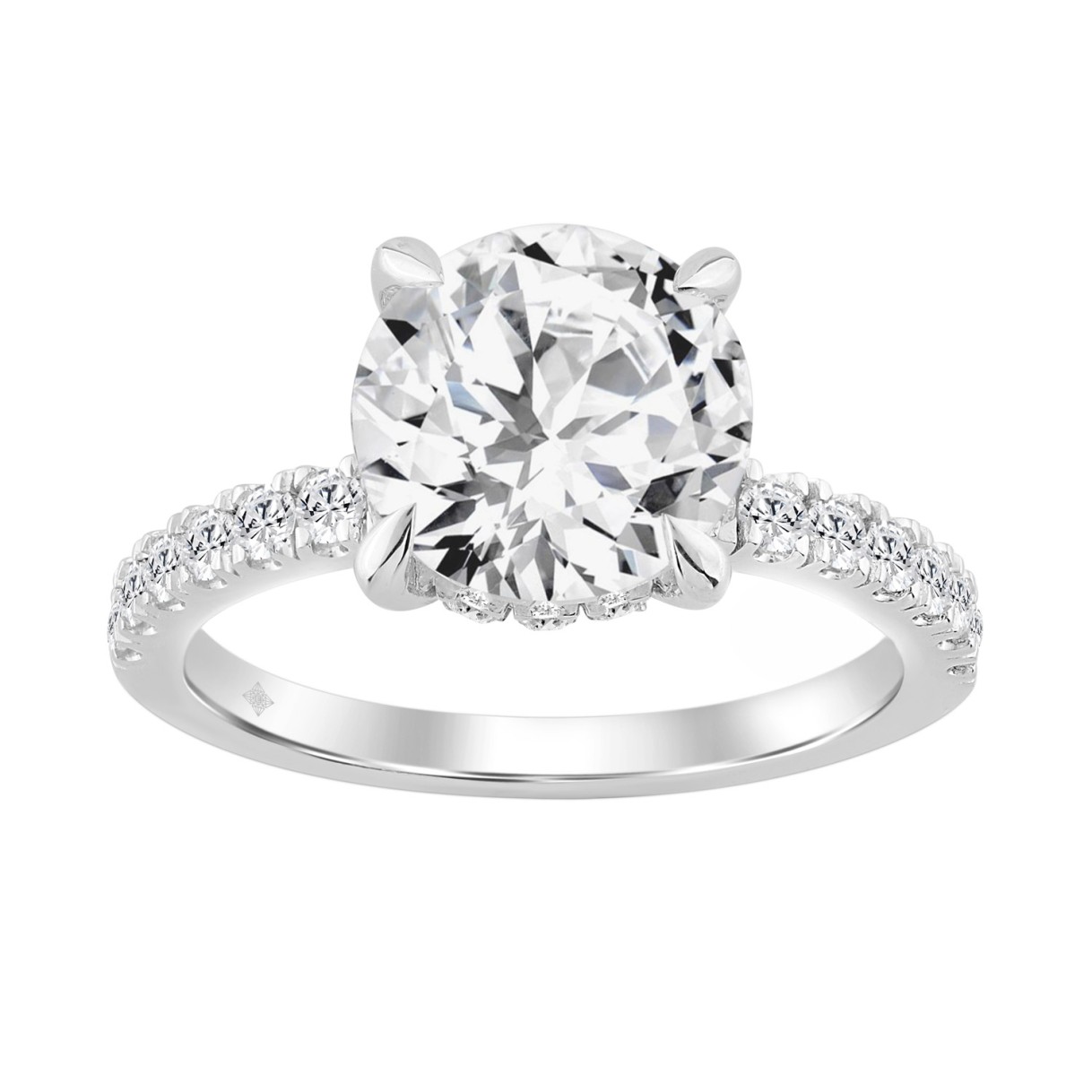 14K WHITE GOLD 4 3/4CT ROUND DIAMOND LADIES RING (CENTER STONE ROUND DIAMOND 4.00CT) 1 14K WHITE GOLD 4 3/4CT ROUND DIAMOND LADIES RING (CENTER STONE ROUND DIAMOND 4.00CT) - Image 1