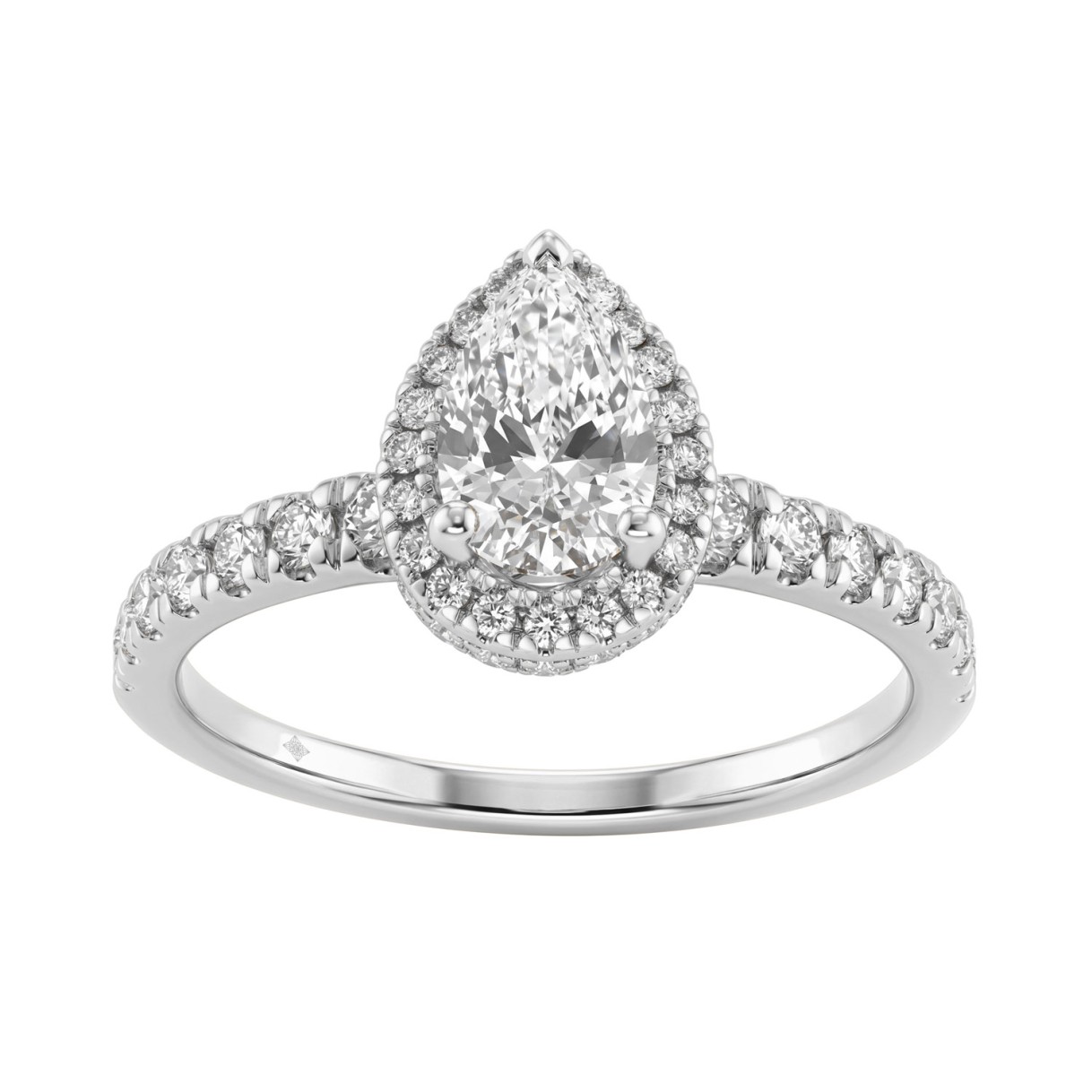 Round Cut Lab-Grown Diamond Engagement Ring 1 1/4Ct In 14K White Gold Ladies Fine Jewelry Ring 3/4Ct Pear Center Stone (Color F-G -Clarity Vs1/Vs2) 1 Round Cut Lab-Grown Diamond Engagement Ring 1 1/4Ct In 14K White Gold Ladies Fine Jewelry Ring 3/4Ct Pear Center Stone (Color F-G -Clarity Vs1/Vs2) - Image 1