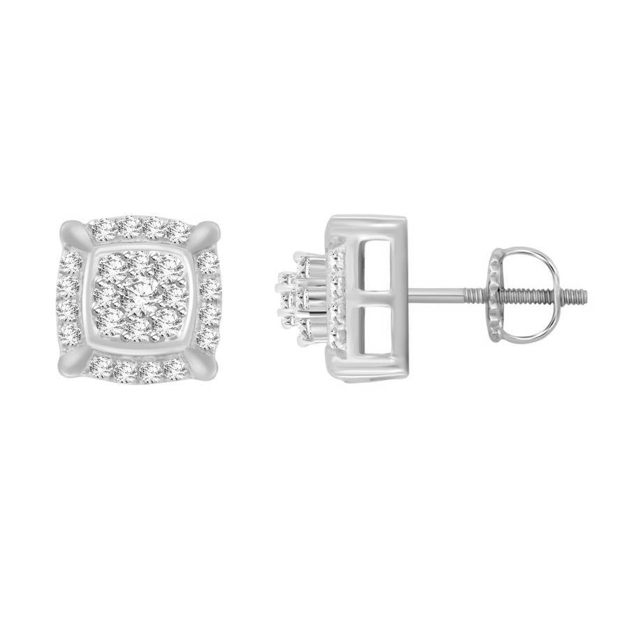 Sterling Silver White 0.25CT Round Diamond Fashion Earrings For Women Elegant Diamond Earrings 1 Sterling Silver White 0.25CT Round Diamond Fashion Earrings For Women Elegant Diamond Earrings - Image 1