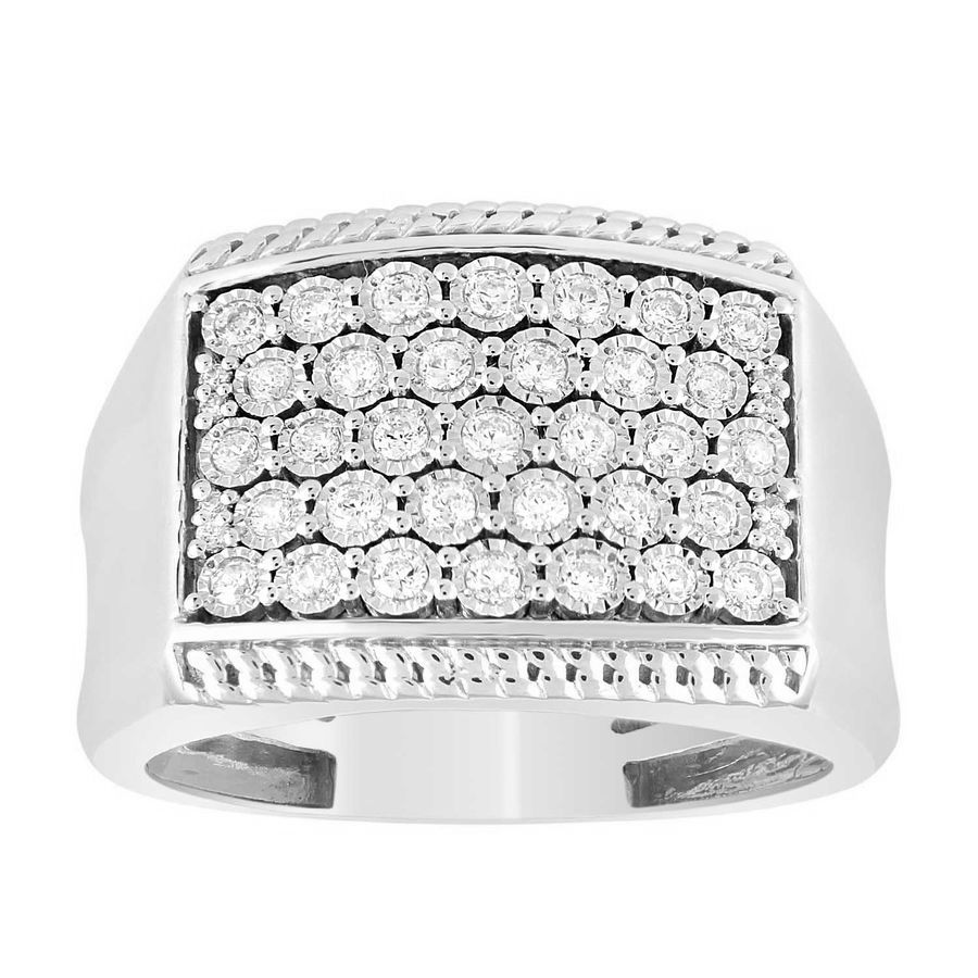 Sterling Silver 0.50CT Round Diamond Men'S Cluster Fashion Ring 1 Sterling Silver 0.50CT Round Diamond Men'S Cluster Fashion Ring - Image 1